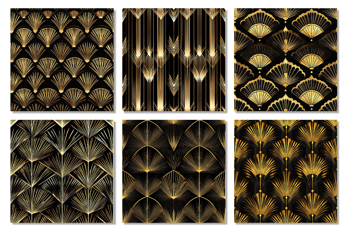 Art Deco Black & Gold Digital Paper, a Texture Graphic by Dream Creation (Photo 2 of 6)