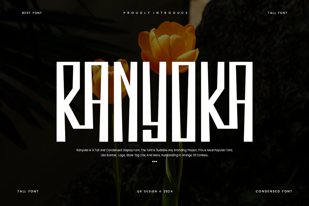 Ranyoka - Tall Condensed Font, a Sans Serif Font by QR Design Studio (Photo 1 of 7)