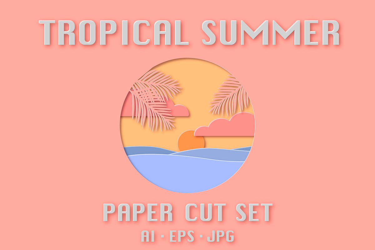 Tropical Summer Paper Cut Set, a Decorative Illustration by Minkina (Photo 1 of 4)