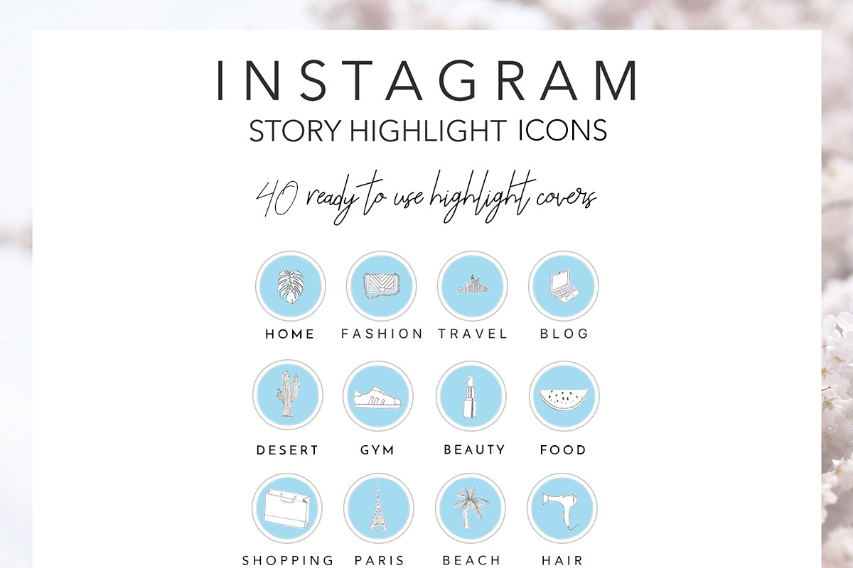 40 Blue Instagram Highlight Icons, a Social Media Template by Masters of Instagram (Photo 1 of 5)