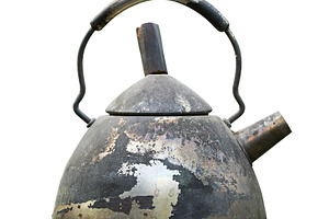 Old dirty teapot isolated on white, a Food & Drink Photo by BOOCYS
