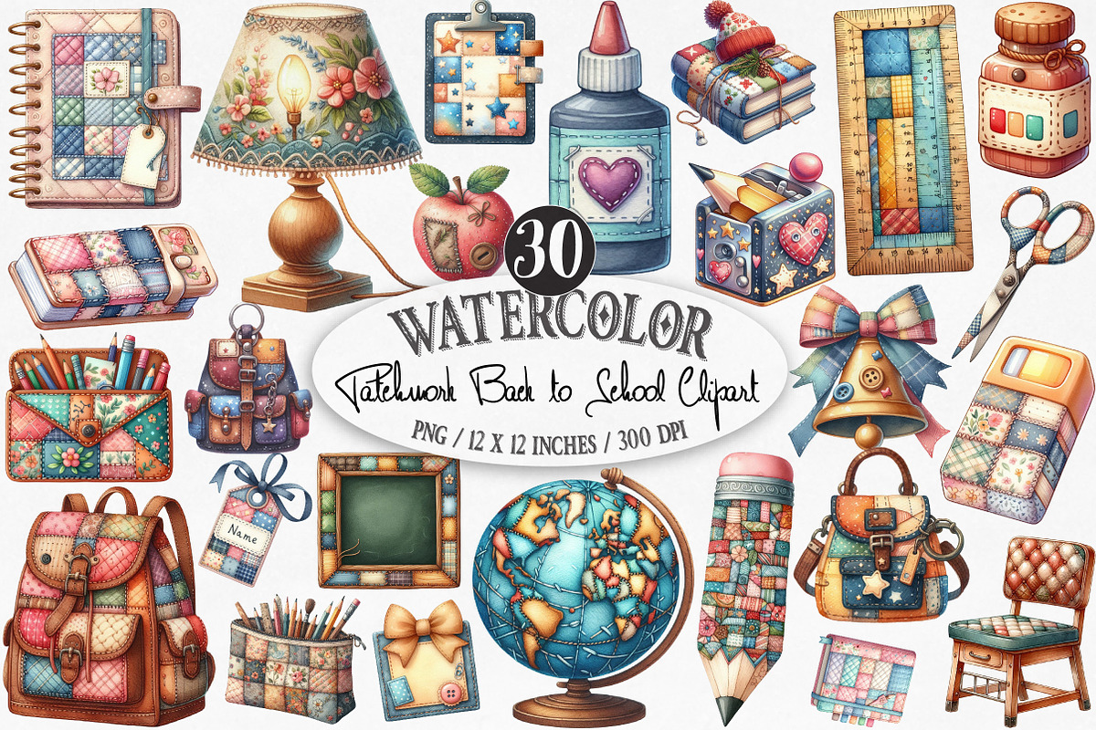 Patchwork Back to School Sublimation, an Illustration by Designking (Photo 1 of 4)
