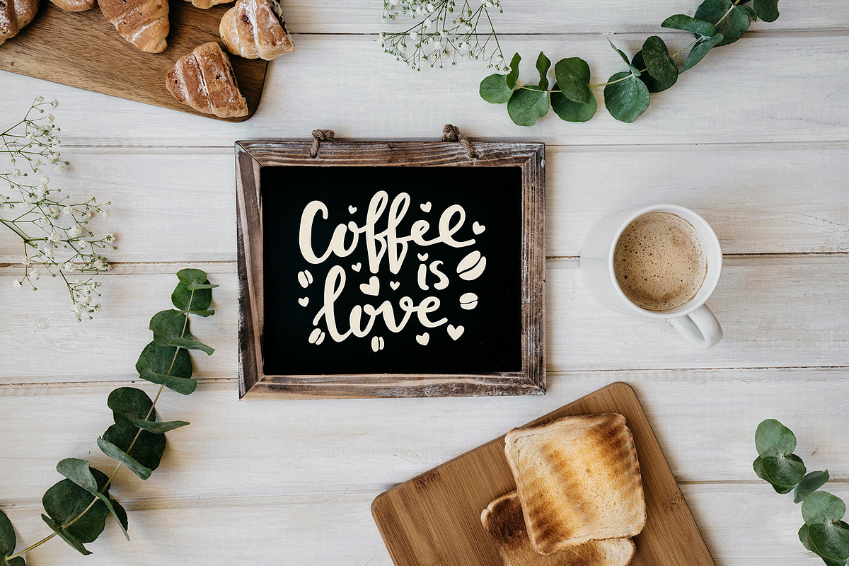 Peace, Love and Coffee set, a Food Illustration by Cozy pattern shop (Photo 2 of 12)