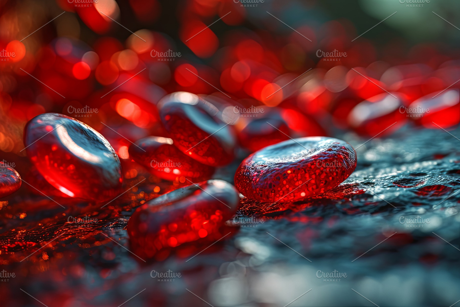 3d rendering of red blood cells flow, a Health & Medical Photo by Pixeness Studio