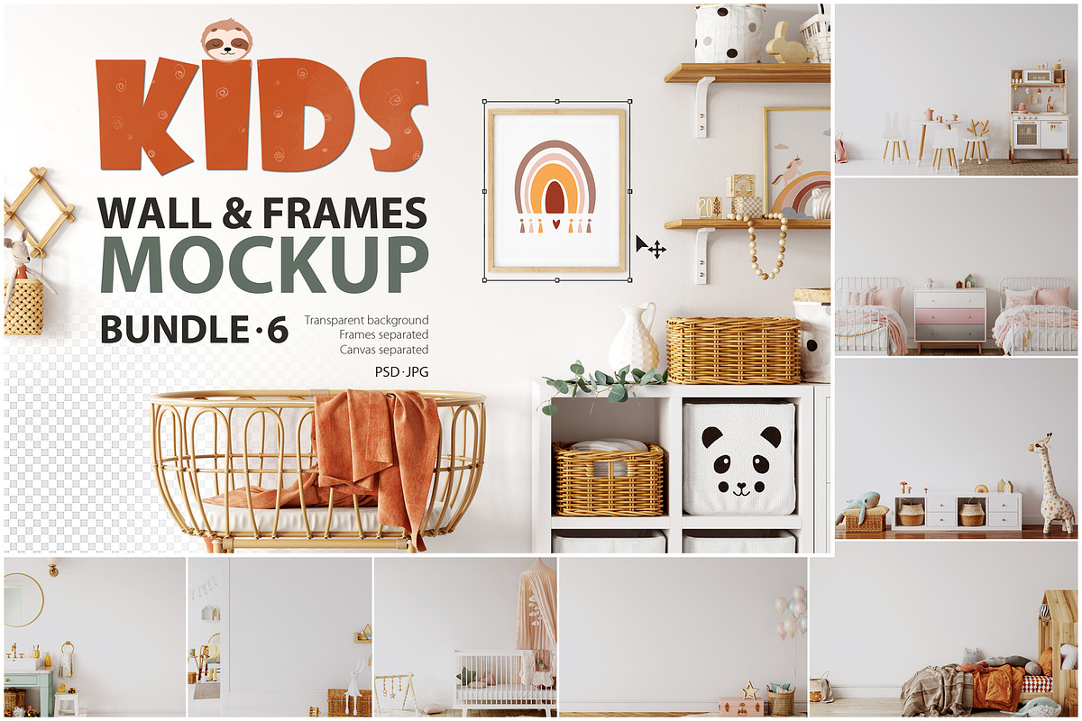 Kids Frames & Wall Mockup Bundle - 6, a Print Template by Yuri-U (Photo 1 of 28)