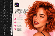 Hairstyle Stamp Brushes Procreate, a Brush Add-On by sundrameda (Thumbnail 1 of 9)