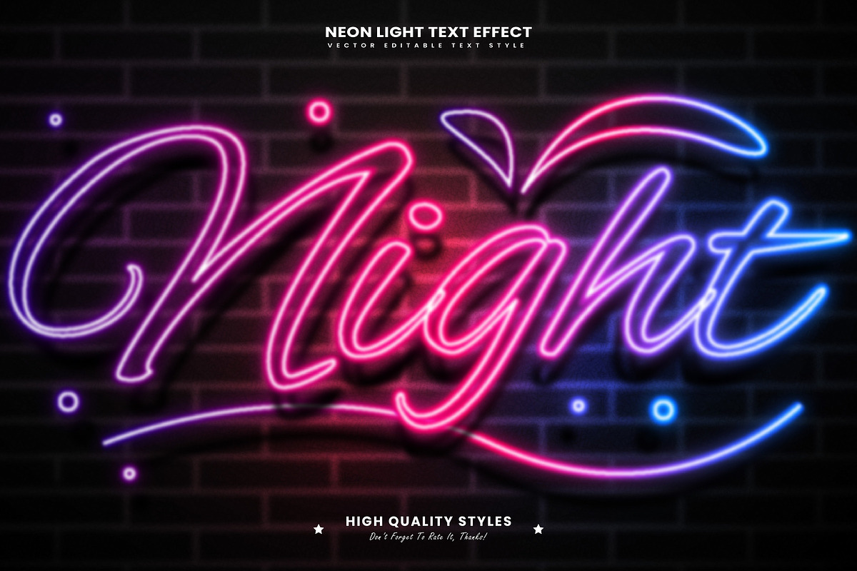Night Light Editable Text Effect, a Layer Style Add-On by Niestart Creation (Photo 2 of 2)