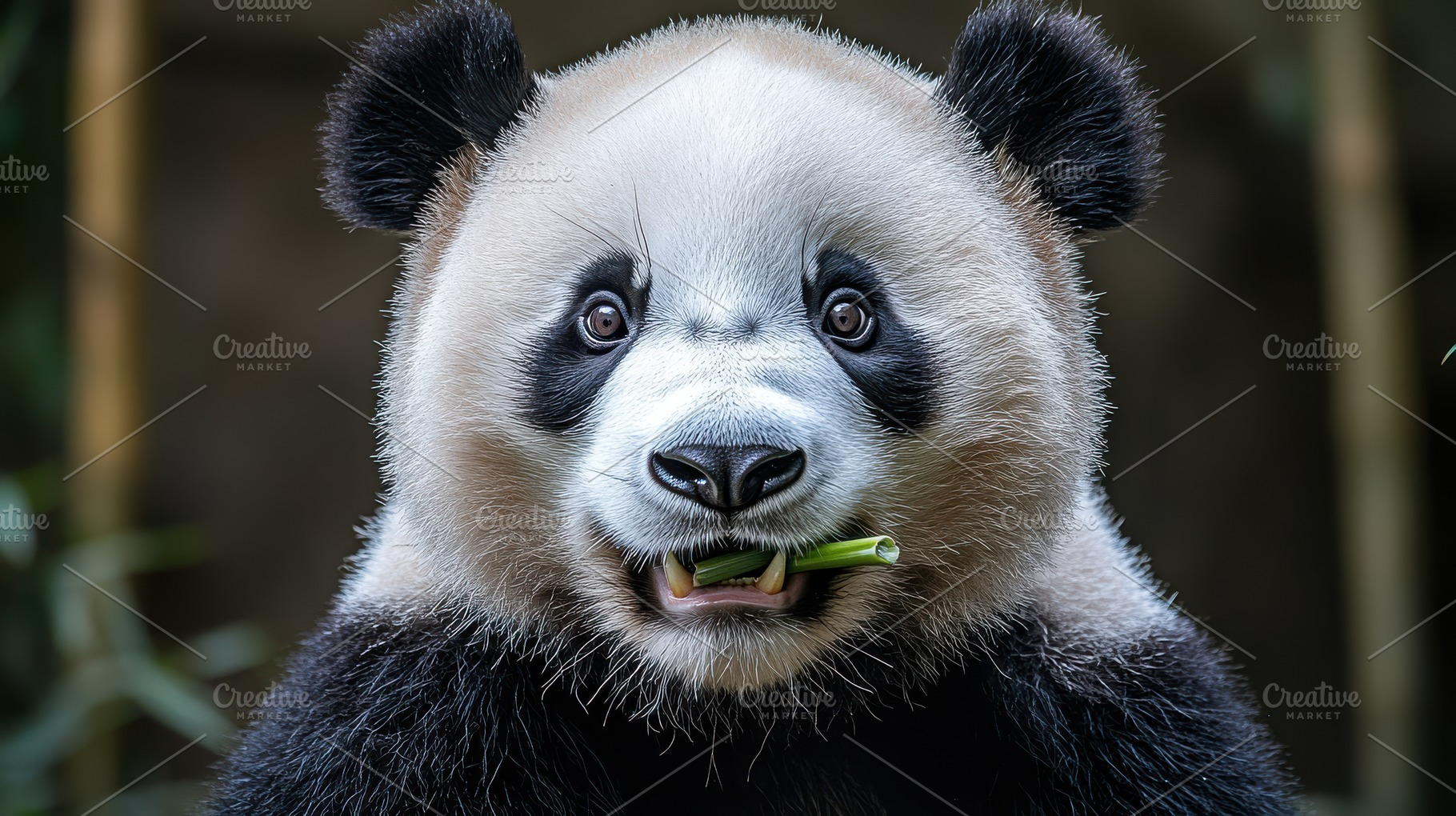 Portrait of a giant panda munching o, an Animal Photo by Pixeness Studio