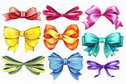 Watercolor bows set, an Illustration by Color and Decor (Thumbnail 2 of 3)
