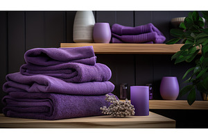 elegant purple towels ai generated, a Background Photo by pikepicture