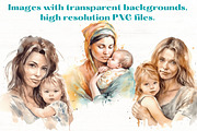 Mother and Baby Watercolor Clipart, a Person Illustration by Mermaids Cove (Thumbnail 2 of 10)