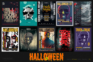 Halloween Posters, Flyers Bundle, a Flyer Template by pixelsao