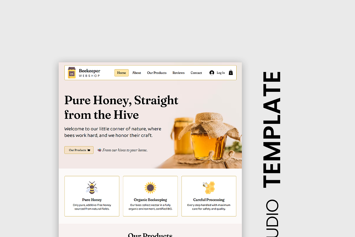 Beekeeper & Honey Webshop Template, a Wix Template by Kitteeh (Photo 3 of 20)