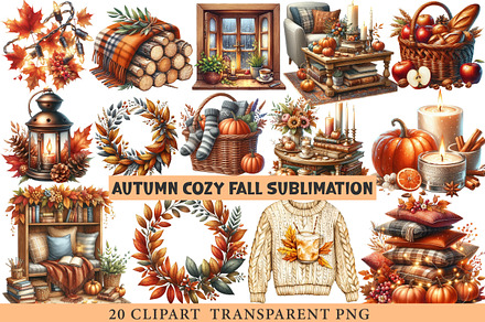 Watercolor Autumn Cozy Fall Clipart