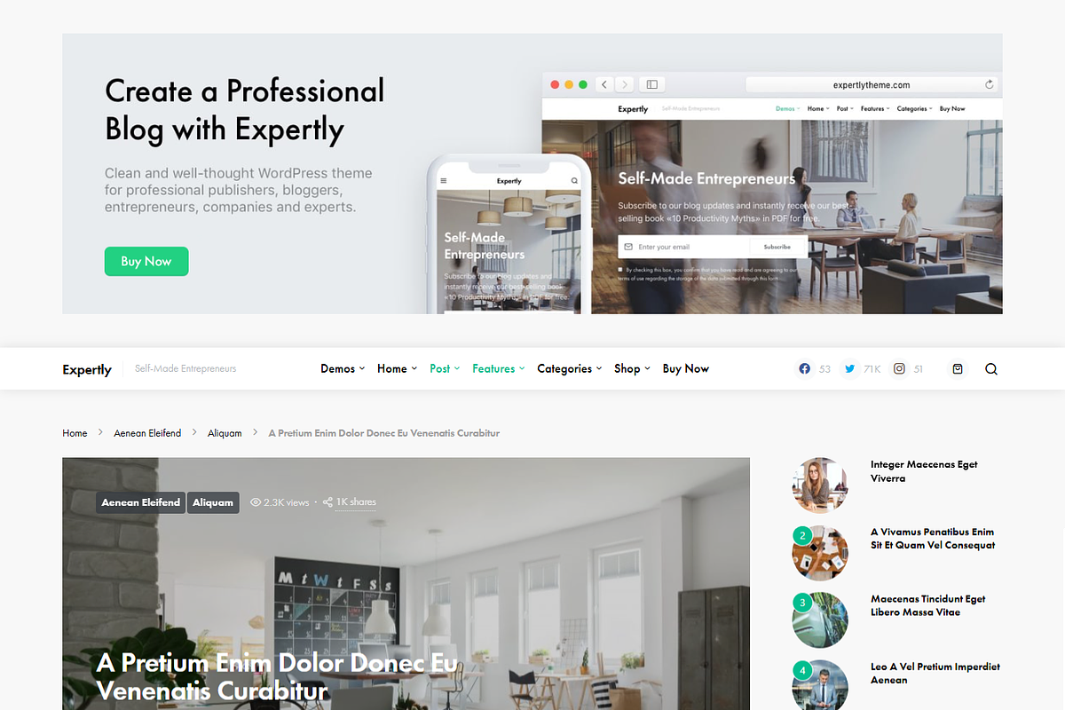 WordPress Minimal Blog Theme, a Landing Page Template by Elite Templates (Photo 6 of 9)