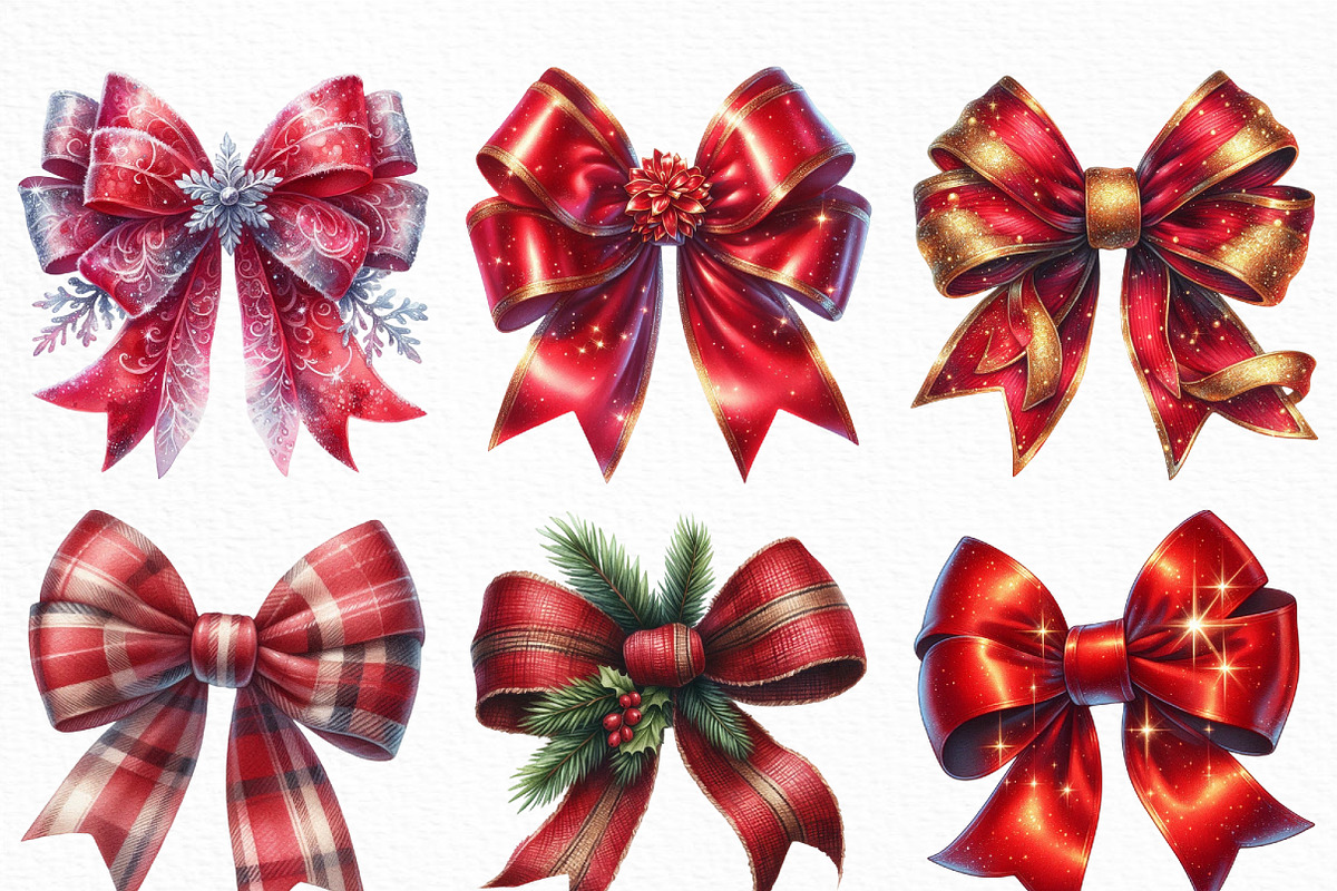 Red Christmas Bow Clipart, an Illustration by Craft Nest (Photo 3 of 6)