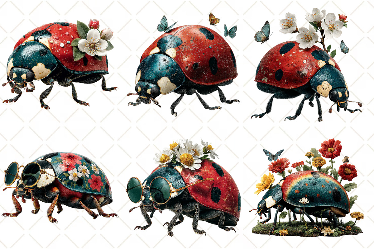 Whimsical Ladybug Spring Clipart, an Illustration by Black Bird Studio (Photo 4 of 5)