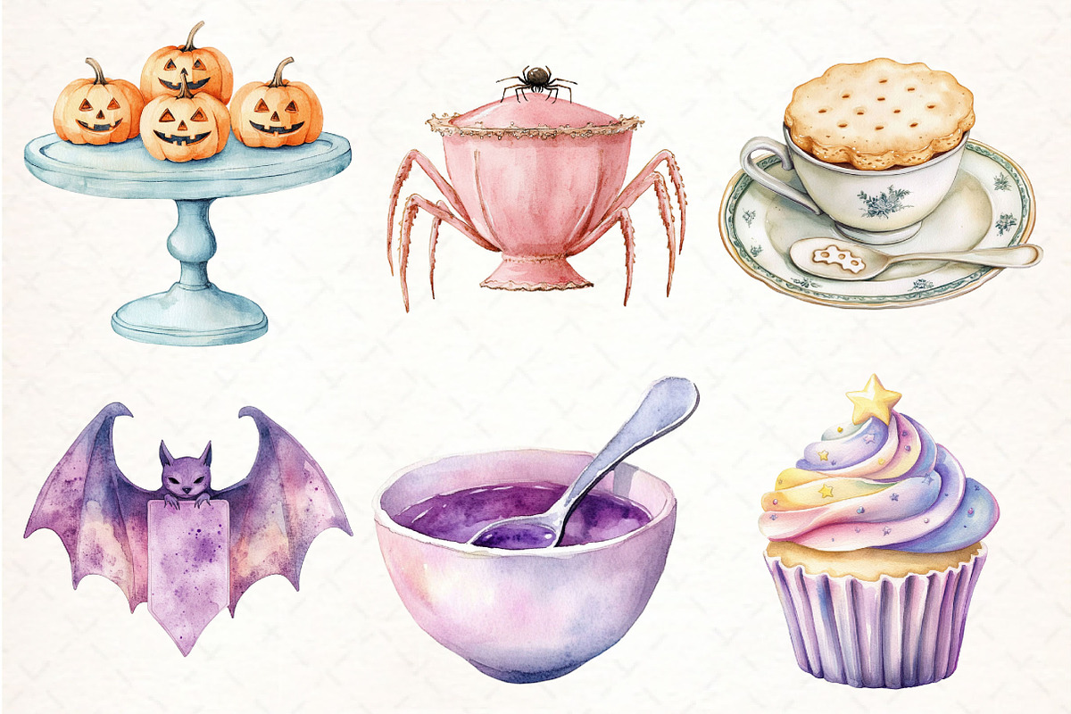 Pastel Halloween Tea Party Clipart, an Illustration by Pixels.Craft (Photo 3 of 7)