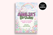 Unicorn Birthday Invitation Template, an Invitation Template by M9 Design (Thumbnail 1 of 4)