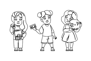 child kid money girl vector, a Person Illustration by pikepicture