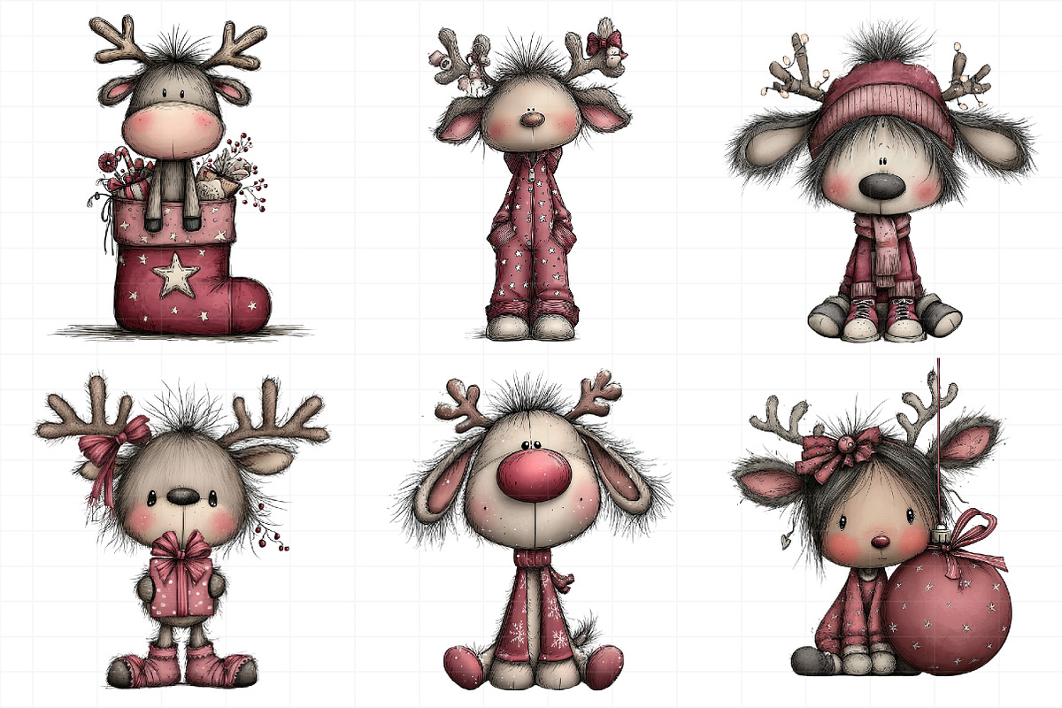 Cute Cartoon Christmas Reindeer, an Illustration by Daily.Designs (Photo 3 of 5)