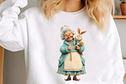 Whimsical Easter Old Lady Clipart, an Illustration by designcity5 (Thumbnail 3 of 5)