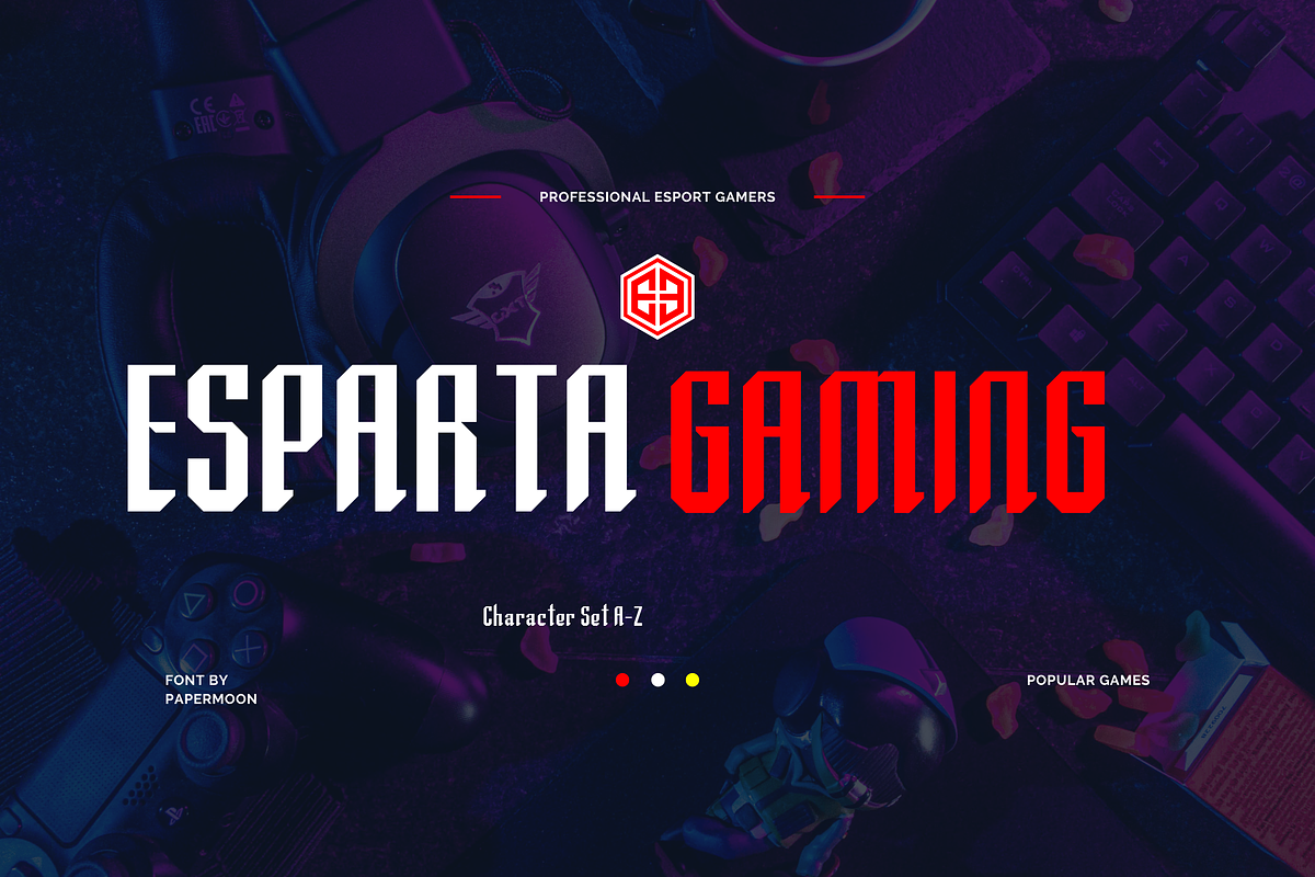 ESparta Gaming Font OpenType TTF OTF, a Sans Serif Font by PaperMoon (Photo 1 of 3)