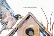 Watercolor Birdhouse Clipart Set, a Seasonal Illustration by ArtCreationsDesign (Thumbnail 12 of 12)