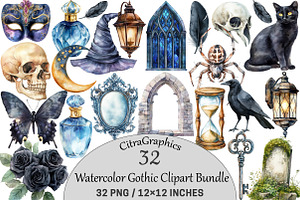 Watercolor Gothic Clipart, an Illustration by CitraGraphics