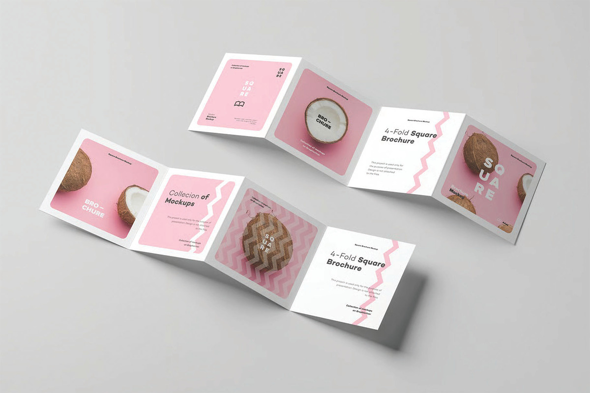 Open Square Four Fold Booklet Mockup, an Advertising Mockup by DesignRushMarket (Photo 1 of 2)