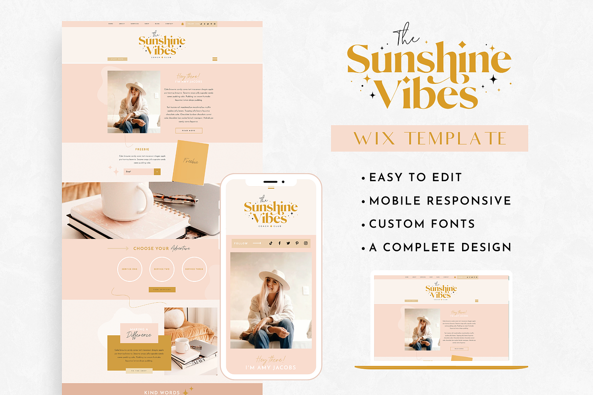 Wix Website Template Sunshine Vibes, a Wix Template by Design Pixie (Photo 2 of 7)