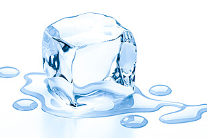 One ice cube isolated on white