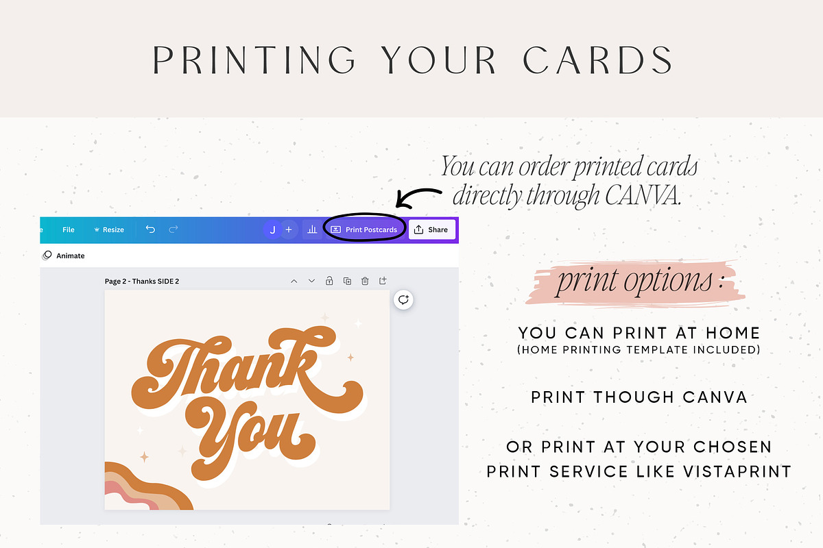 Retro Editable Thank You Card Canva, a Business Card Template by Summit Avenue (Photo 5 of 7)
