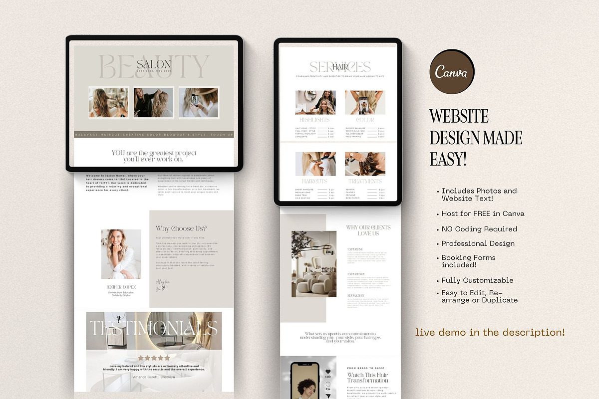 Hair Website Template for Salons and Hairstylists preview 2