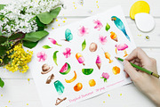 Watercolor summer tropical clipart, an Illustration by FOXYdigitalart (Thumbnail 2 of 5)