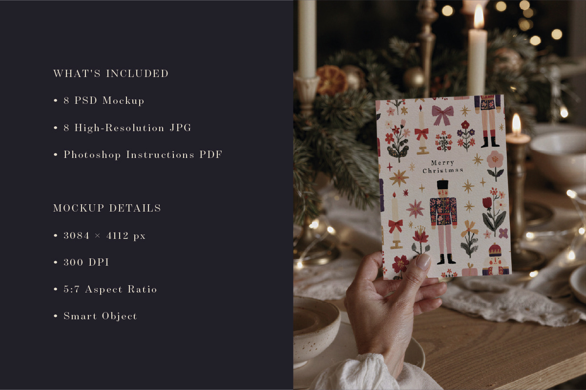 Christmas Card Mockup Collection, an Advertising Mockup by Emilie Cliche (Photo 3 of 5)