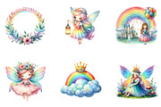Rainbow Princess Watercolor Clipart, an Illustration by CreationArt (Thumbnail 4 of 7)