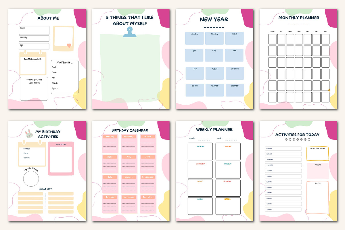 26–27 Full Year Activities Kids Plan, a Stationery Template by Designmela01 (Photo 5 of 10)