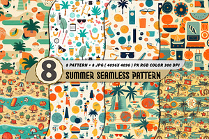 Summer Tropical Seamless Patterns