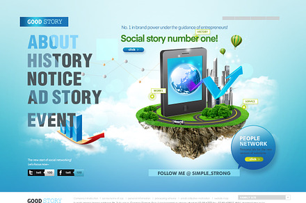 Social story, a Landing Page Template by iconnice