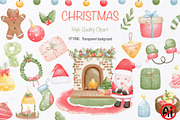 Merry Christmas watercolor clip art, a Seasonal Illustration by Vavavan Artwork (Thumbnail 1 of 5)