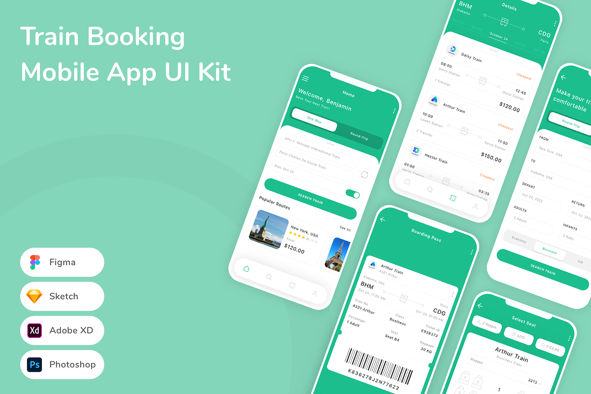 Train Booking Mobile App UI Kit, an UI Kit Template by Betush