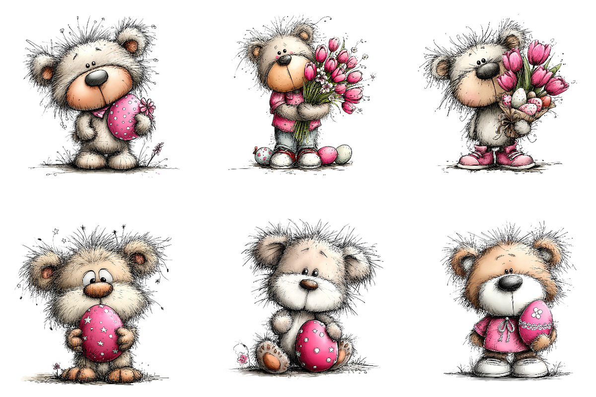 Whimsical Easter Teddy Bear Clipart, an Illustration by CreationArt (Photo 3 of 6)