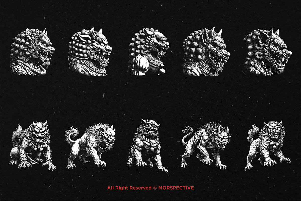 10 Bundle Dark Art Komainu Statue, an Illustration by Morspective (Photo 6 of 7)