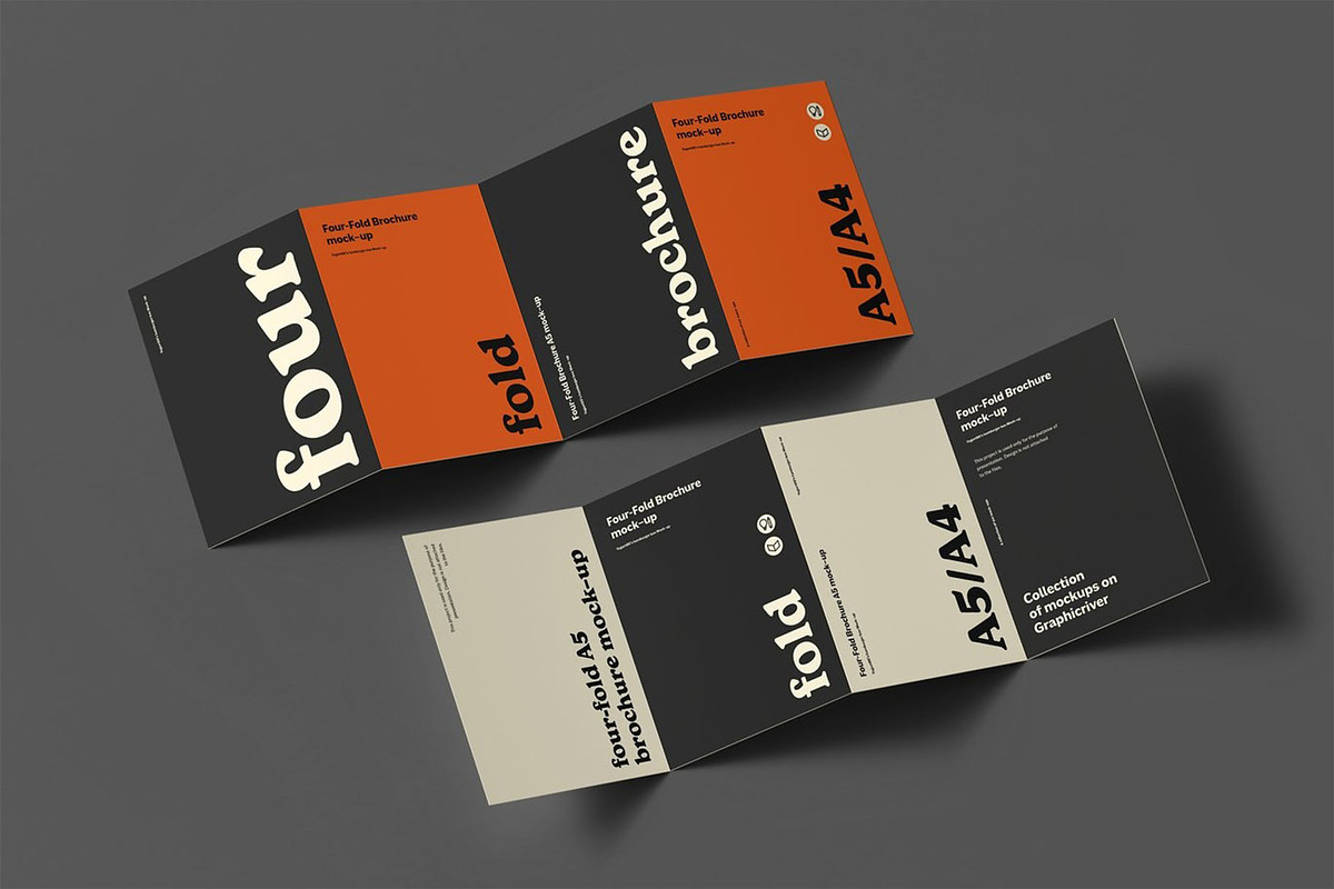 Four Fold A5 Brochure Mockup, an Advertising Mockup by Se٧enStudio (Photo 10 of 16)