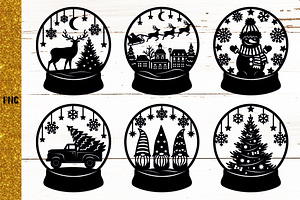 Snow Globe Papercut Bundle SVG