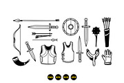 Medieval Weapon And Armor Clipart, an Illustration by designvectx (Thumbnail 3 of 3)