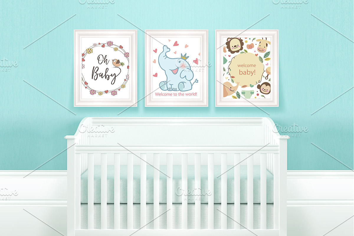 Frame mockups with child crib, a Print Template by Milan Mockup (Photo 3 of 5)