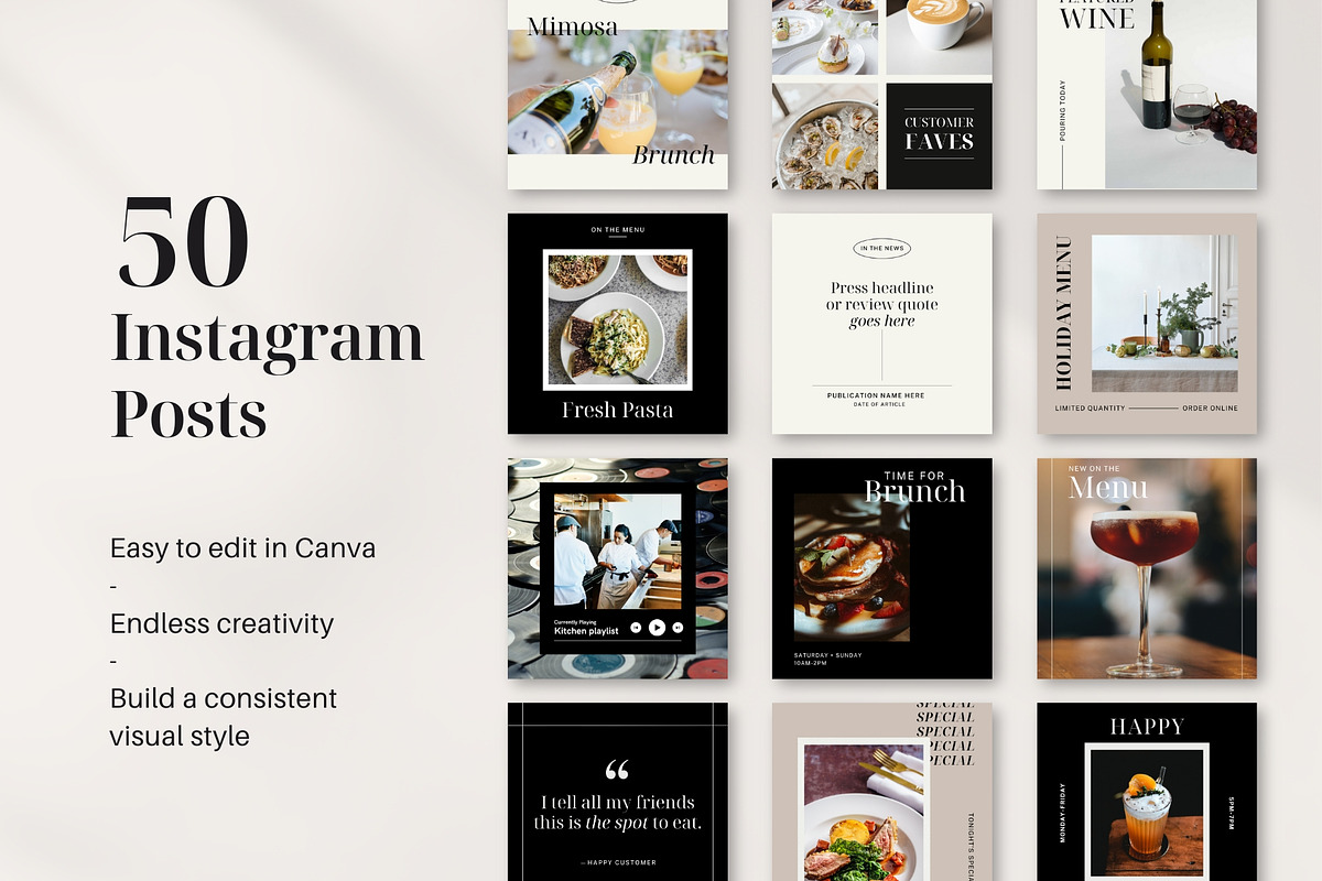 Restaurant Instagram Kit | Canva, a Social Media Template by Rose & Co. (Photo 4 of 7)