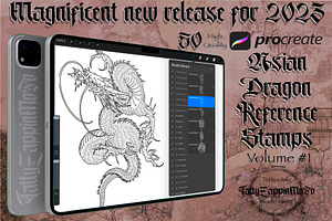 50 Asian Dragon Stamps 1 Procreate